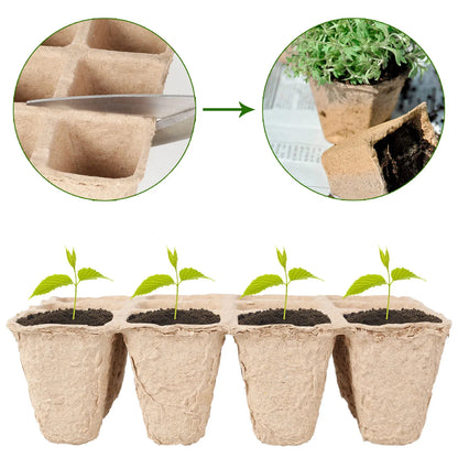 10PCS Peat Pots Plant Nursery Tray - Biodegradable Material for Sprouting Seedling - 12 Grids Seedling Germination Planter